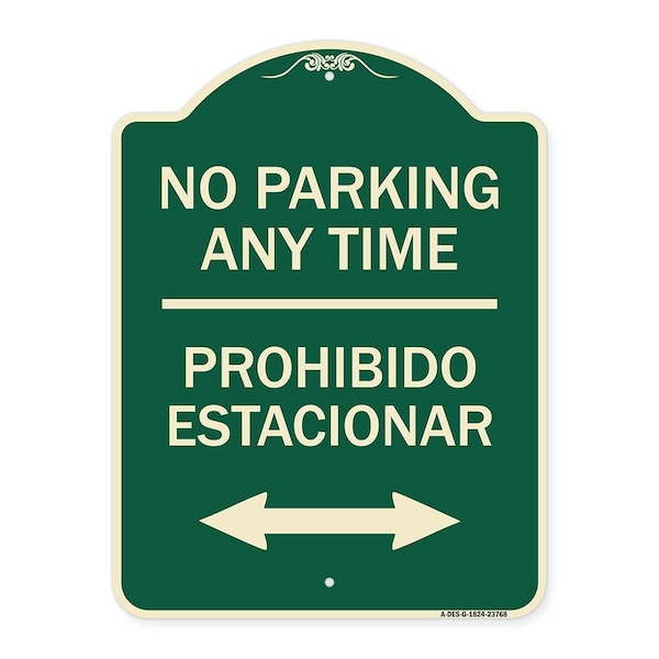 Signmission No Parking Anytime Prohibido Estacionar Heavy-Gauge Aluminum Sign, 24" x 18", G-1824-23768 A-DES-G-1824-23768 - main